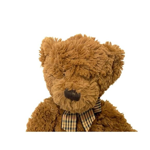 Vintage Dixon Teddy Bear Plush Stuffed Animal With Plaid Bow 17" - Picture 2 of 4